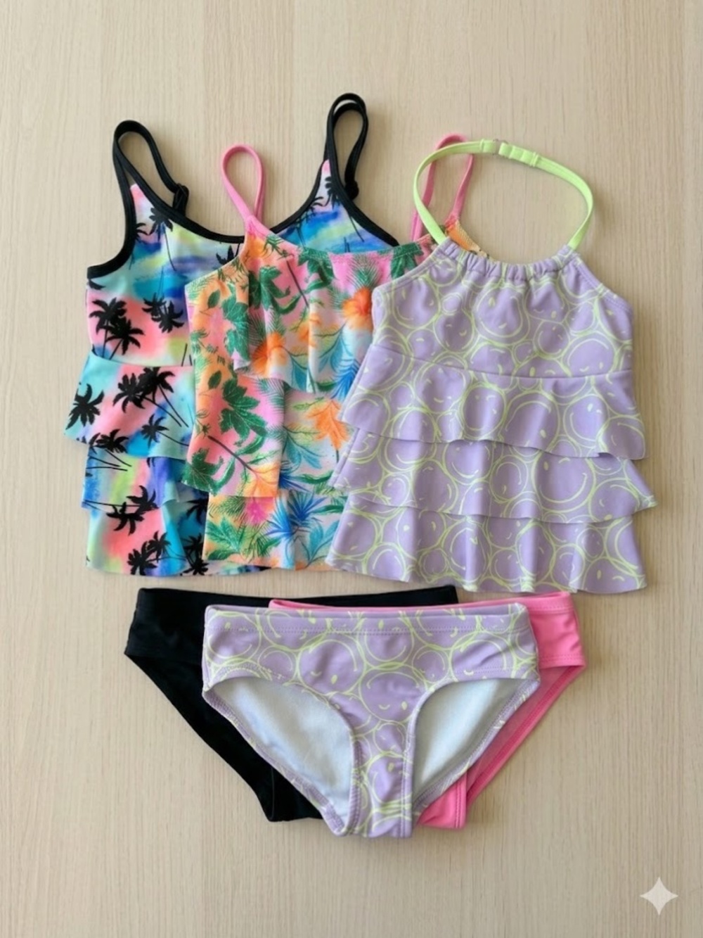 NWOT Justice Girl's Tankini Swimsuit Bundle | Set of 3 | Size 5/6